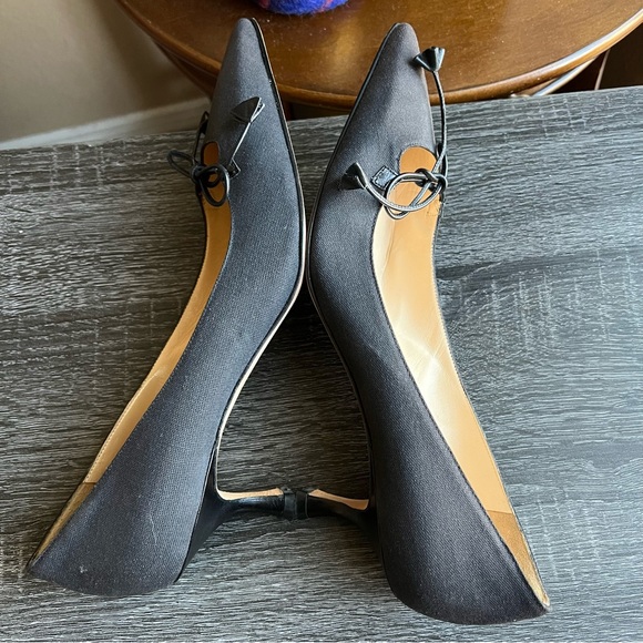 Manolo Blahik Charcoal Black Canvas Pointed Toe Heels EU39.5 - Picture 9 of 11